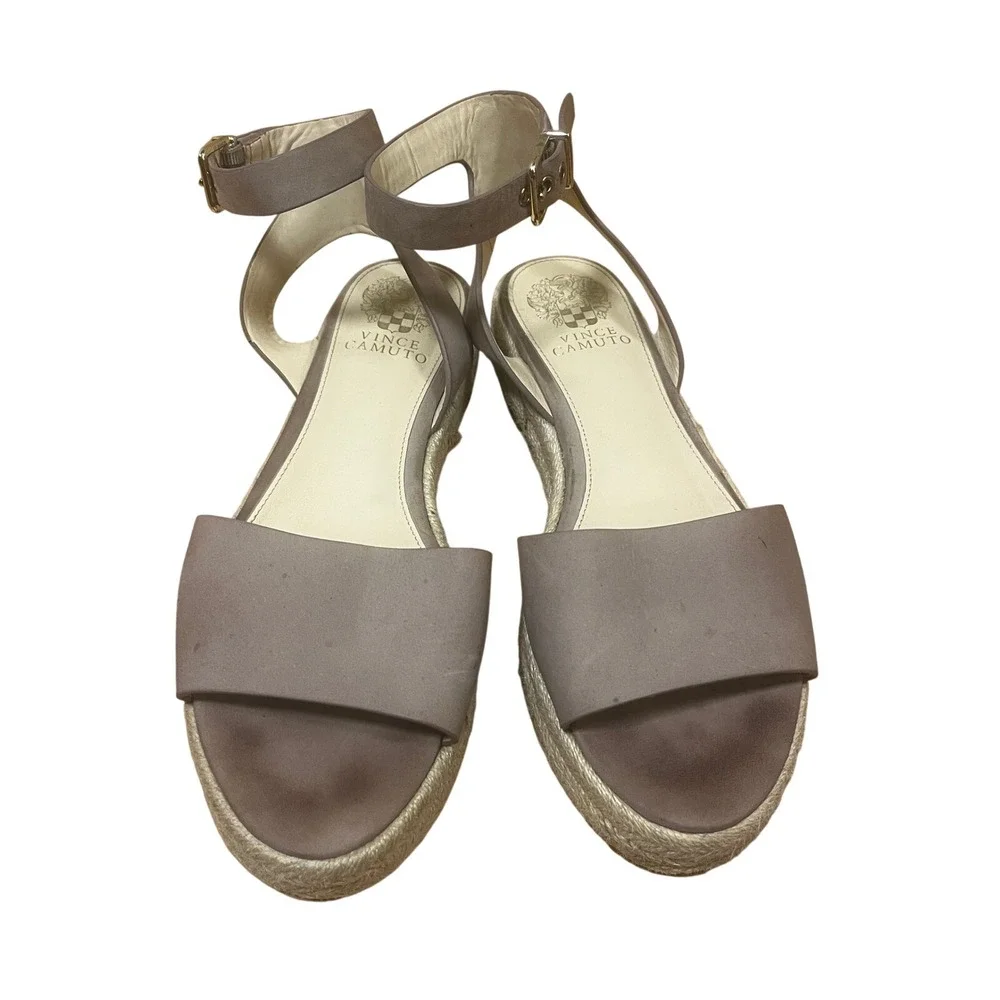 Vince Camuto Kathalia Mauve‎ Leather Espadrille Platform Sandals 9M Beach Chic